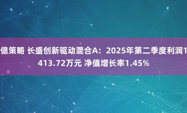 億策略 长盛创新驱动混合A：2025年第二季度利润1413.72万元 净值增长率1.45%